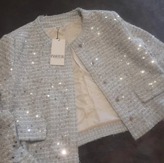 Chaqueta Tweed Brillante Azul Talla m (L)