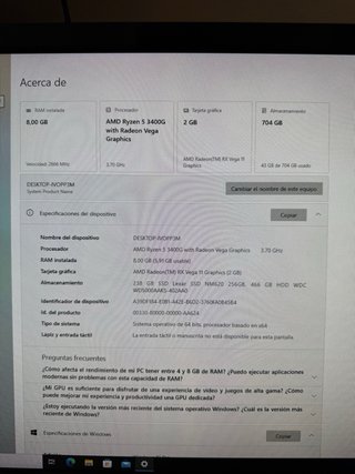 PC Gaming Ryzen 5 8GB RAM 256GB SSD NVMe