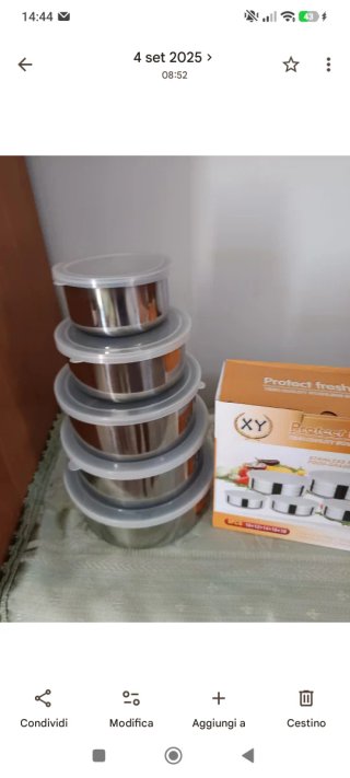 Set 5 Contenitori Acciaio Inox