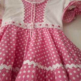Vestido infantil lunares rosa y blanco