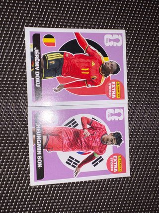 Cromos Extra Mundial 2026 J. Doku y H. Son