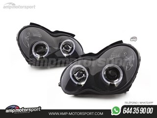 FAROS DELANTEROS OJOS DE ANGEL PARA MERCEDES CLASE C W203