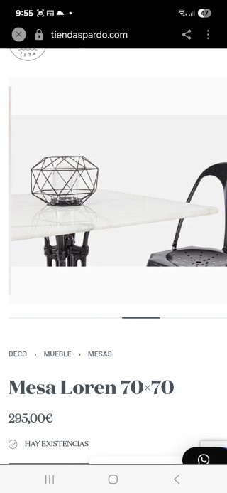 Mesa forjada. Medidas 70×70 altura 77cms.