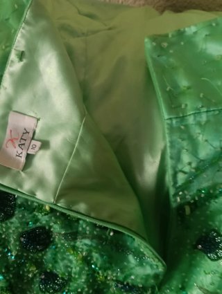 Vestido de fiesta verde Katy talla 10 Negociable