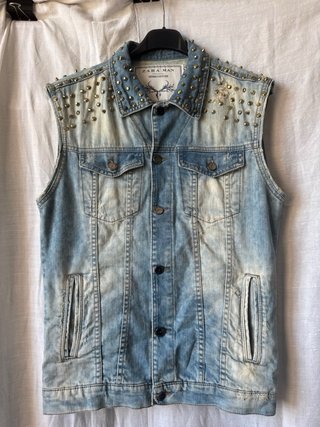 Gilet Zara Man Jeans Uomo Borchie Argento M