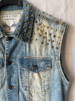 Gilet Zara Man Jeans Uomo Borchie Argento M