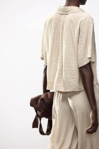 Conjunto Zara Camisa y Pantalón Beige