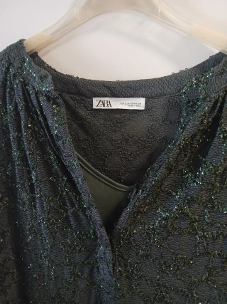 Vestido Zara verde oscuro lentejuelas
