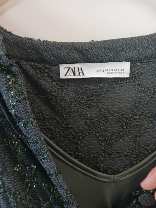 Vestido Zara verde oscuro lentejuelas