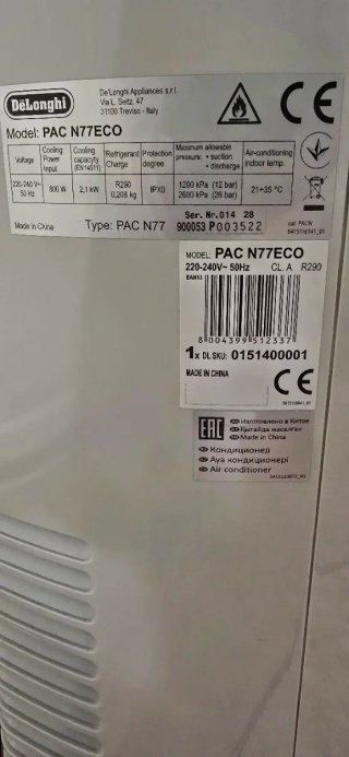 Aire Acondicionado/Pingüino DeLonghi PAC N77ECO