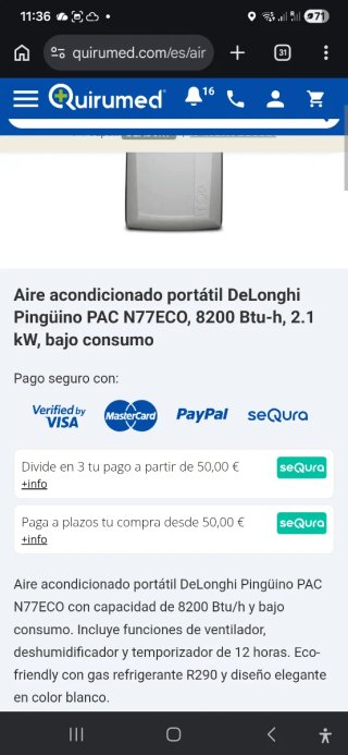 Aire Acondicionado/Pingüino DeLonghi PAC N77ECO