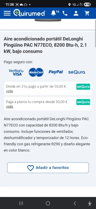 Aire Acondicionado/Pingüino DeLonghi PAC N77ECO