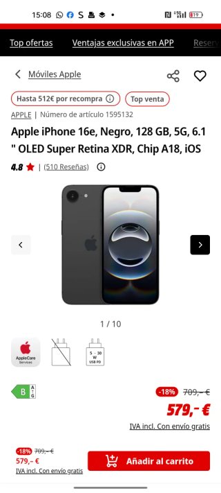 iPhone 16e Nero 128GB 5G