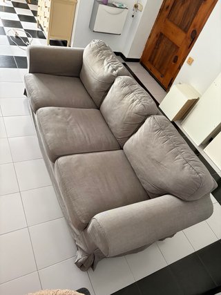 Sofá de 3 plazas beige/gris
