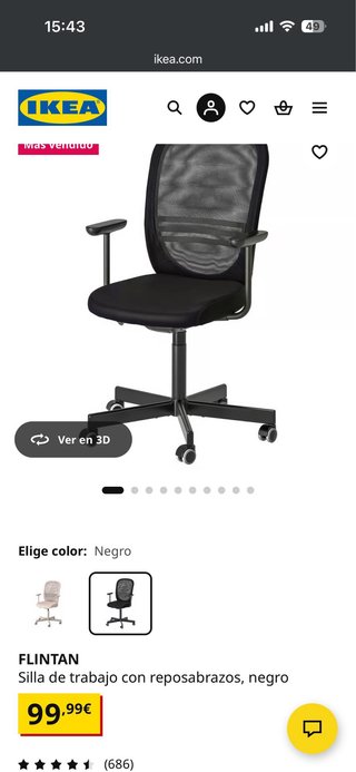 Silla de oficina IKEA FLINTAN con reposabrazos