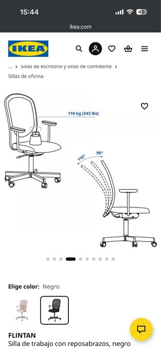 Silla de oficina IKEA FLINTAN con reposabrazos