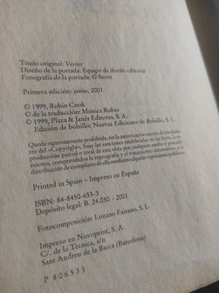 Vector, Robin Cook 2001