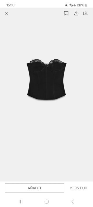 Corsé Zara encaje negro talla L