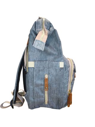 Mochila Pañalera Gris y Amarilla Multifuncional