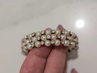 Bracciale multifilo perle glitter argento elastico