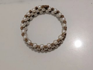 Bracciale multifilo perle glitter argento elastico
