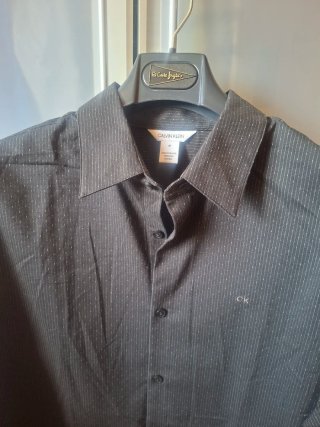 Camisa Calvin Klein Negra Rayas Finas Talla M