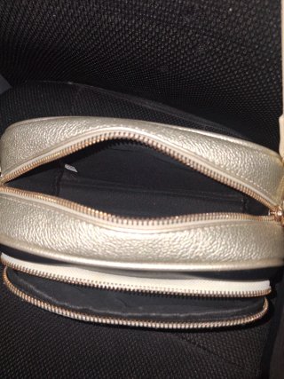 Bolso bandolera  mujer oro y blanco