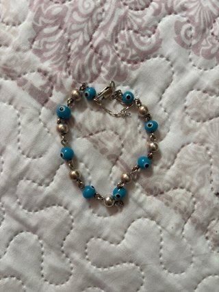 Pulsera Plata Ojo Turco Azul