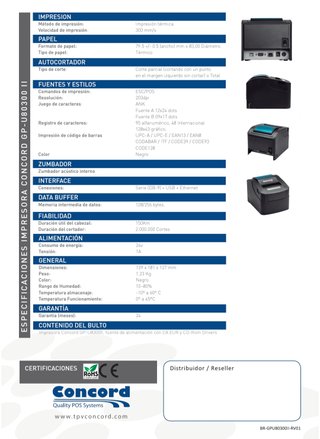 Impresora termica TPV Concord Negra FUNCIONA OK¡¡