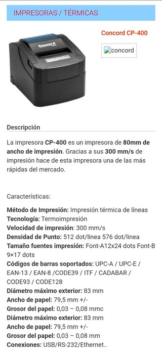 Impresora termica TPV Concord Negra FUNCIONA OK¡¡