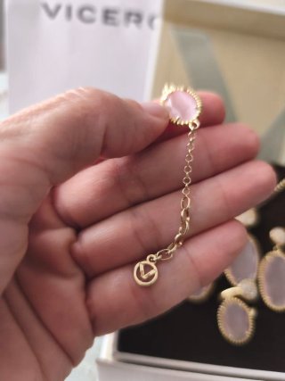 Conjunto Viceroy Plata Chapada Oro Cuarzo Rosa