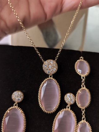 Conjunto Viceroy Plata Chapada Oro Cuarzo Rosa