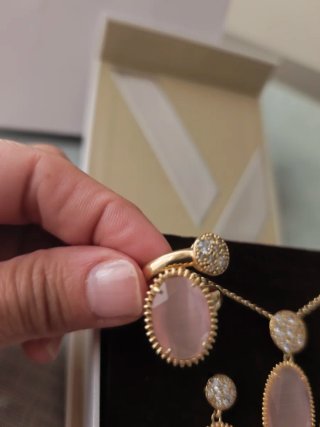 Conjunto Viceroy Plata Chapada Oro Cuarzo Rosa