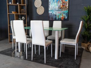 Conjunto de mesa con 6 sillas blanco