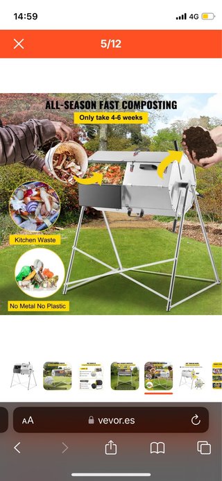 Compostador VEVOR 270L Giratorio