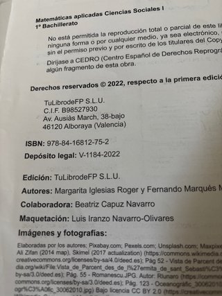 Libro matemáticas Bachillerato 1