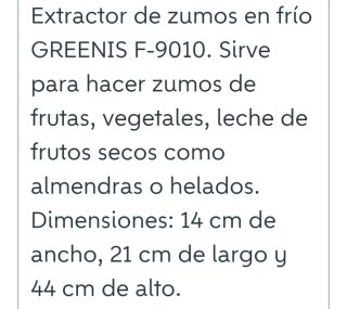 Extractor de zumos en frío GREENIS F-9010