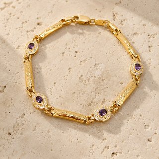 Pulsera Oro 18kl con piedras moradas JAE-TRA-2372