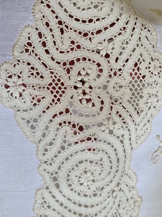Completo matrimoniale lino e pizzo tombolo