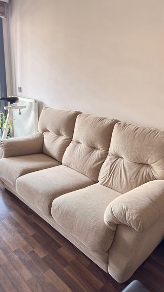 Sofá de 3 plazas en tela beige