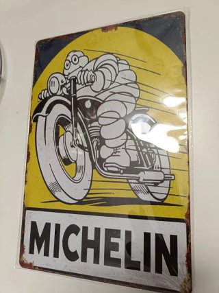"Cartel Metálico Michelin Moto Vintage20x30"