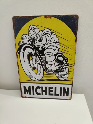 "Cartel Metálico Michelin Moto Vintage20x30"
