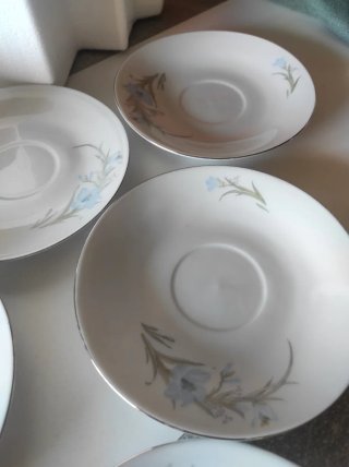 Juego Tazas Porcelana Fina china, Flores Azules