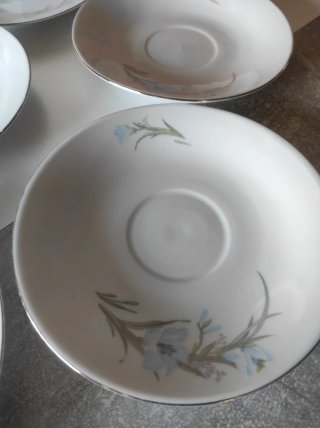 Juego Tazas Porcelana Fina china, Flores Azules