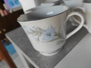 Juego Tazas Porcelana Fina china, Flores Azules