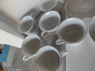 Juego Tazas Porcelana Fina china, Flores Azules