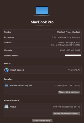 MacBook Pro 15 i9 / 32GB RAM / 1TB SSD
