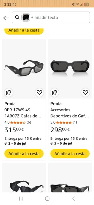 Gafas de sol Prada negras