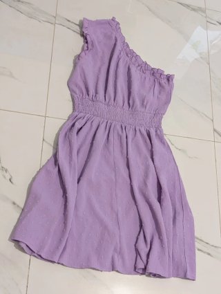 Abito midi estivo donna viola lilla elastico L/XL