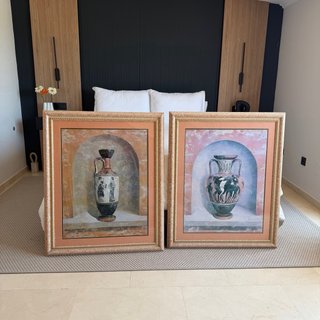 2 Cuadros Grandes Jarrones Griegos Dorados